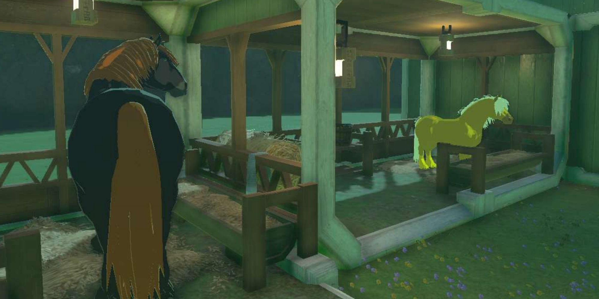 Tears of the Kingdom - Two of Link's horses in dream house stable